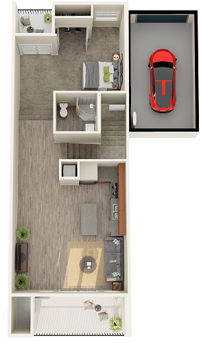 1 bedroom 1 bathroom floor plan image in Phoenix AZ